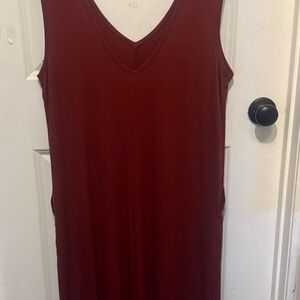 Socialite Red V-Neck Sleeveless Jumpsuit